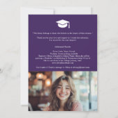Invitation Étoiles de script violet rétro 3-Photo Graduation (Dos)