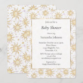 Invitation Étoiles de soleil et Baby shower solaire (Devant / Derrière)