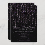 Invitation Étoiles de tirs étincelantes Purple Sweet 16 fêtes<br><div class="desc">personnaliser pour tout événement</div>