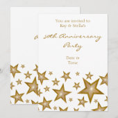 Invitation Étoiles d'Or '50e Anniversaire' vertical blanc (Devant / Derrière)