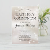Invitation Étoiles d'or blanc céleste Première communion sain (Debout devant)