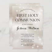 Invitation Étoiles d'or blanc céleste Première communion sain (Devant / Derrière)