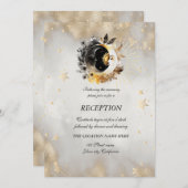 Invitation Étoiles d'or céleste Fleurs de lune (Devant / Derrière)