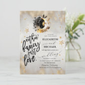 Invitation Étoiles d'or céleste Fleurs de lune (Debout devant)