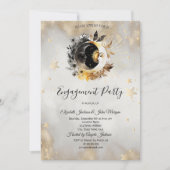 Invitation Étoiles d'or céleste Fleurs de lune (Devant)