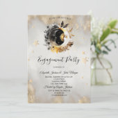 Invitation Étoiles d'or céleste Fleurs de lune (Debout devant)