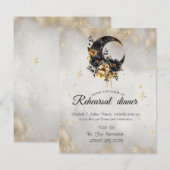 Invitation Étoiles d'or céleste Lune florale (Devant / Derrière)