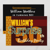 Invitation Etoiles d'or et de chocolat pour le 50e anniversai (Devant / Derrière)