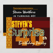 Invitation Etoiles d'or et de chocolat surprises 40e annivers (Devant / Derrière)