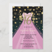 Invitation Étoiles d'or, Parties scintillant, Robe Douce 16 P (Devant)