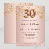 Invitation étoiles d'or rose 30e anniversaire (Devant / Derrière)