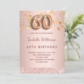 Invitation étoiles d'or rose 60e anniversaire (Debout devant)