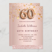 Invitation étoiles d'or rose 60e anniversaire (Devant / Derrière)