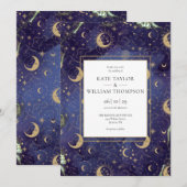 Invitation Étoiles d'or spirituel céleste Étoiles de lune Mar (Devant / Derrière)