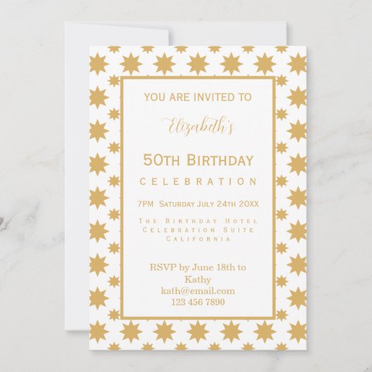 Invitation Étoiles Dorées 50e Anniversaire (Devant)