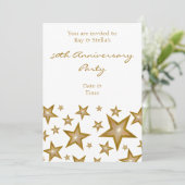 Invitation Étoiles dorées '50e anniversaire' vertical blanc (Debout devant)