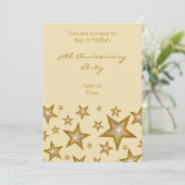 Invitation Étoiles dorées '50e anniversaire' vertical crème (Debout devant)