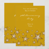 Invitation Étoiles dorées '50e anniversaire' vertical or (Devant / Derrière)