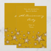 Invitation Étoiles dorées '50e anniversaire' vertical or (Devant / Derrière)