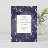 Invitation Étoiles dorées célestes Lune Étoiles Code QR Maria (Debout devant)