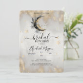 Invitation Étoiles dorées célestes Lune Plume Mariage Luncheo (Debout devant)