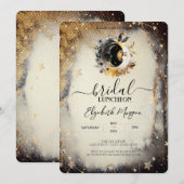 Invitation Étoiles dorées célestes Lunes Réception de mariage (Devant / Derrière)