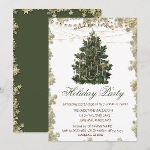 Invitation Étoiles dorées de Noël arbre de Noël vintage fêtes