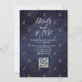 Invitation Étoiles dorées lune céleste code QR mariage (Dos)