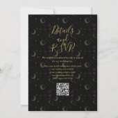 Invitation Étoiles dorées lune céleste code QR mariage (Dos)