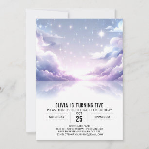 Invitation Étoiles Elégant Céleste Digital Anniversaire