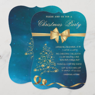 Invitation Étoiles Élégantes pour Sapin de Noël Nœud de la Fê