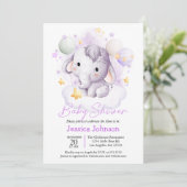 Invitation Etoiles Eléphant Rose Cute Aquarelle (Debout devant)
