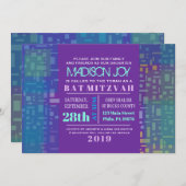 Invitation ÉTOILES EN CHUTE & CARRÉ Bar Bat mitzvah Invitatio (Devant / Derrière)