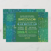 Invitation ÉTOILES EN CHUTE & CARRÉ Bar Bat mitzvah Invitatio (Devant / Derrière)