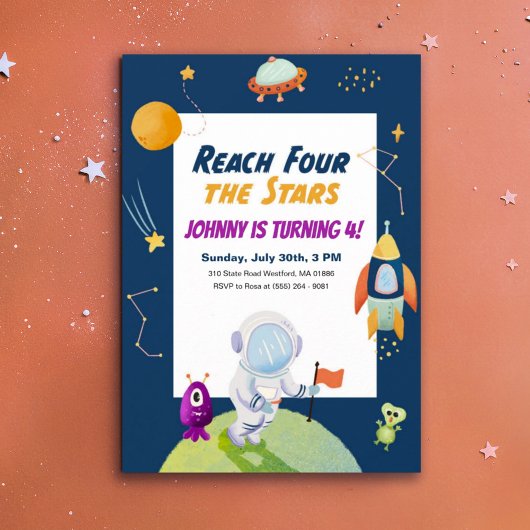 Invitation Étoiles Espace extra-atmosphérique Enfants 4e anni