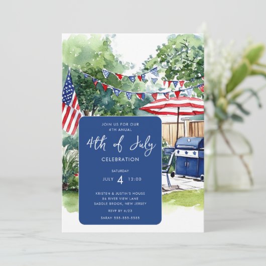 Invitation Étoiles et bandes BBQ Bash (Debout devant)