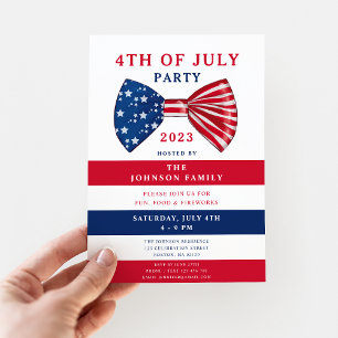 Invitation Étoiles et bandes patriotiques 4 juillet