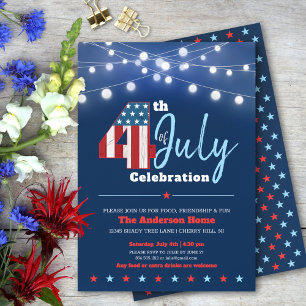 Invitation Étoiles et bandes rouges, blanches et bleues pour