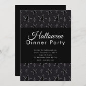 Invitation Étoiles et bijoux Soirée d'Halloween noir (Devant / Derrière)
