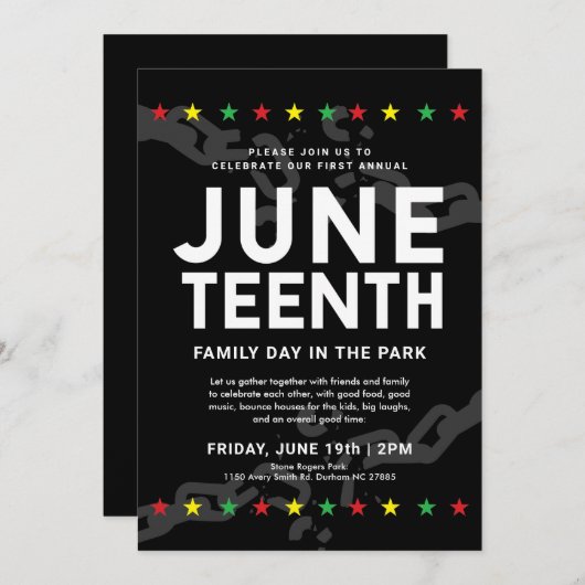 Invitation Étoiles et chaînes brisées | JunetdiParty  (Devant / Derrière)