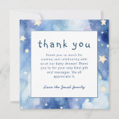 Invitation Etoiles et ciel de nuit baby shower bleu merci (Devant)