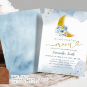 Invitation Etoiles et Lune Dusty Baby shower bleu