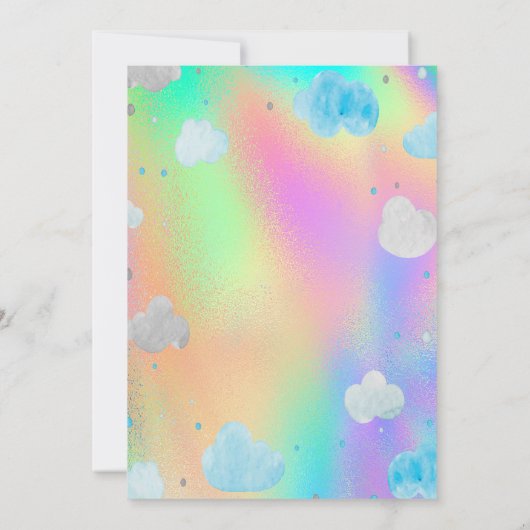 Invitation Étoiles et nuages mignons Holographique arc-en-cie (Dos)