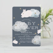 Invitation Étoiles et nuages Volant Bunny Baby shower Invitat (Debout devant)