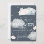 Invitation Étoiles et nuages Volant Bunny Baby shower Invitat (Devant)