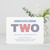 Invitation Étoiles et rayures 2e fête d'anniversaire (Debout devant)