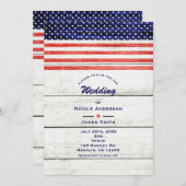 Invitation Étoiles et rayures Blanc Rustique Bois Parti patri (Devant / Derrière)