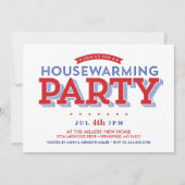 Invitation Étoiles et rayures Fête de réchauffement domestiqu (Devant)