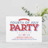 Invitation Étoiles et rayures modernes 4 juillet Fête (Debout devant)