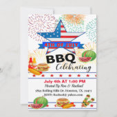 Invitation Étoiles et rayures patriotiques 4 juillet barbecue (Devant)